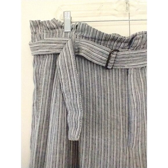 Banana Republic Wide Leg Linen-Blend Paperbag Pants Striped Pockets - Size 18 - Picture 2 of 9